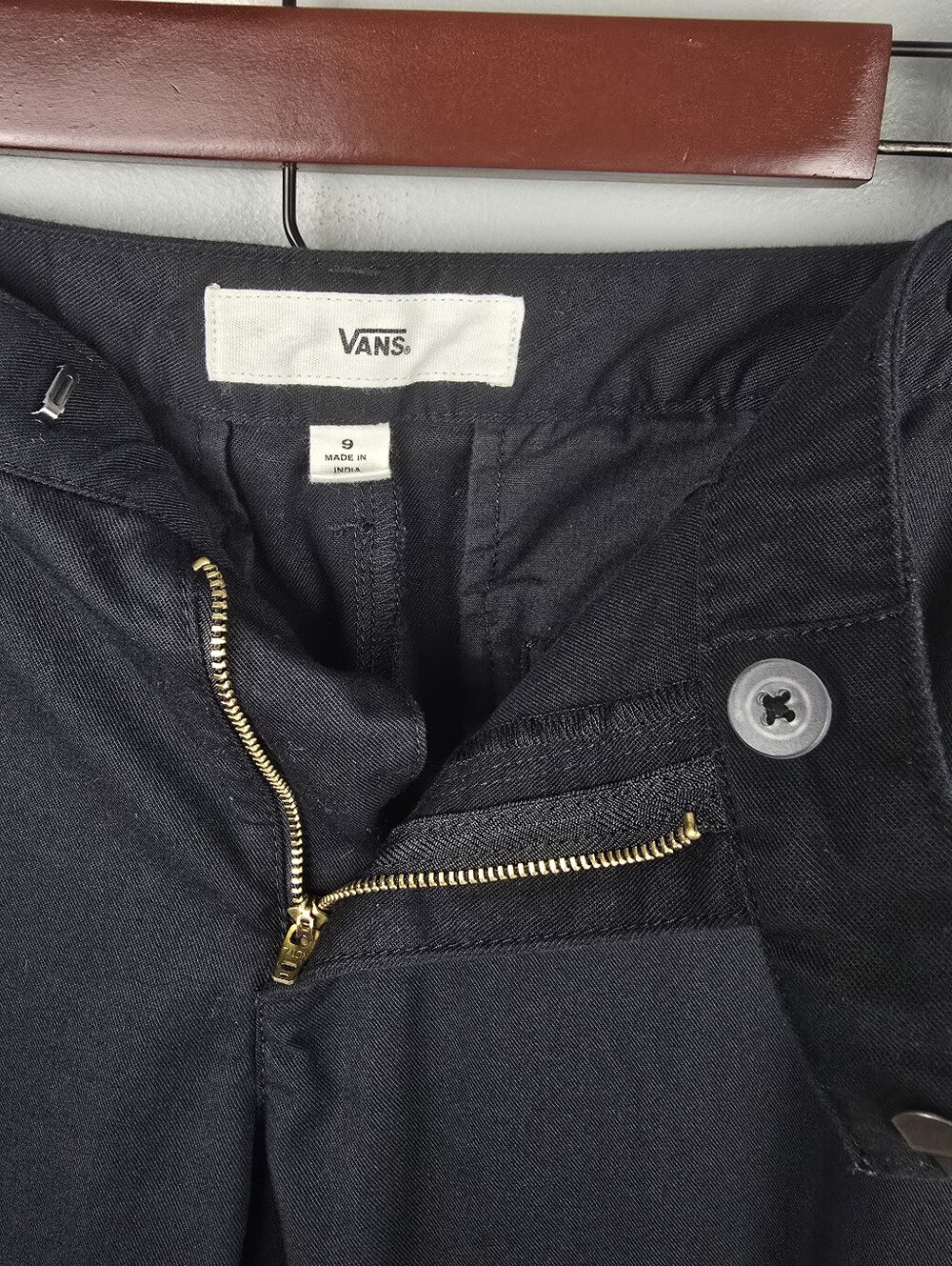VANS Wide Leg Chino Pants Black Women Size 9 Baggy Casual Office Versatile - Picture 8 of 15